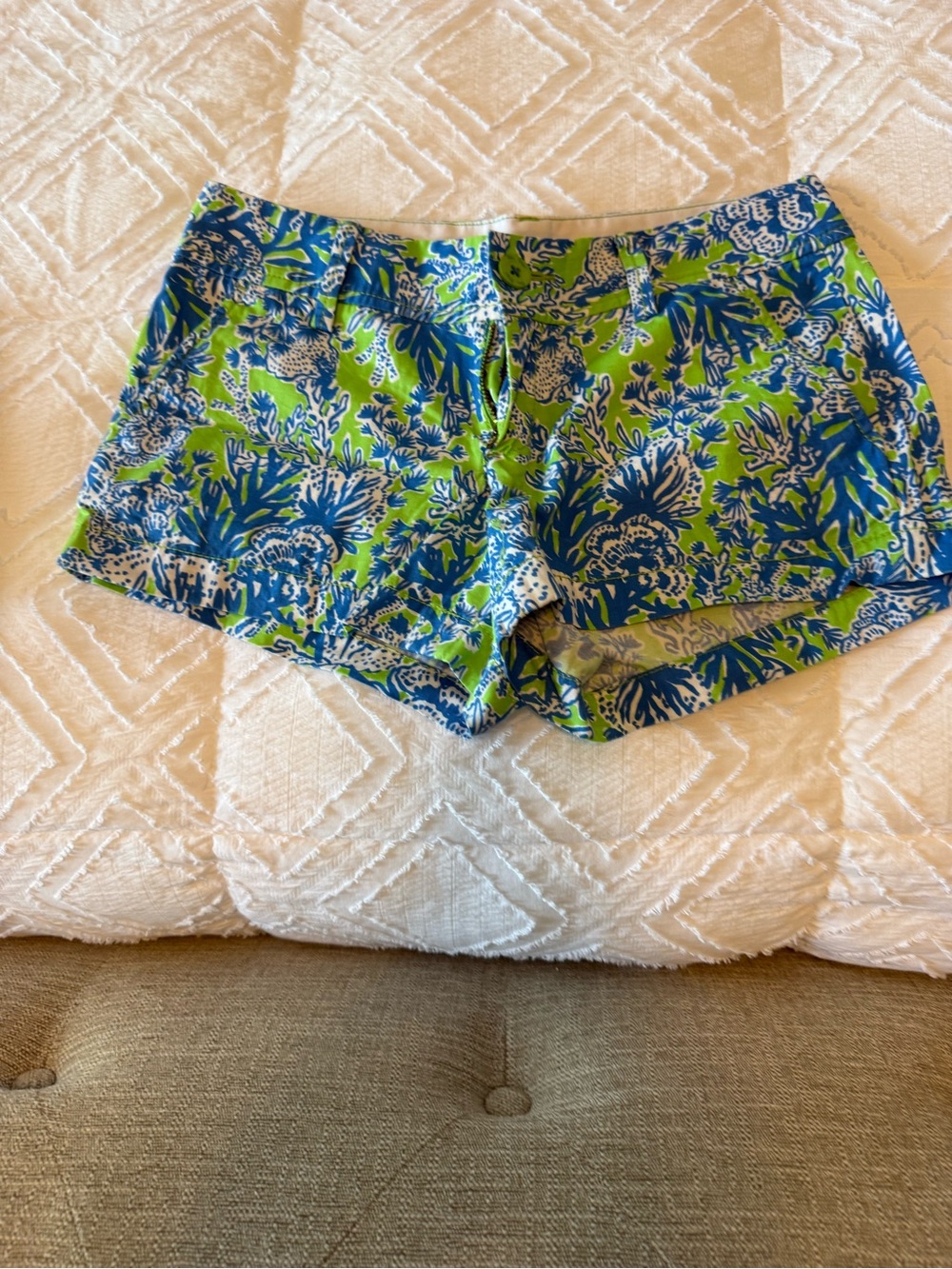 Lilly Pulitzer Walsh Shorts Blue and Green Floral Print Shorts